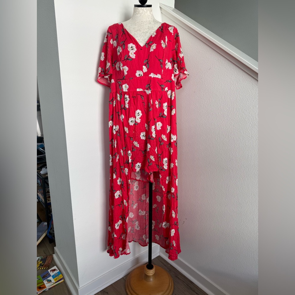 NWT Torrid Maxi Challis Walk-Through Dress romper jumper with skirt high low 20